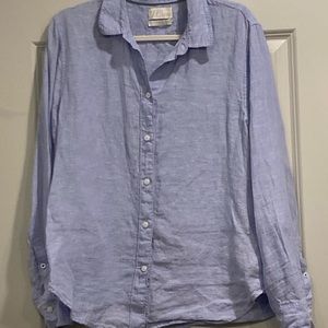 J Crew Baird McNutt Irish Linen shirt Blue Sz 10 Slim